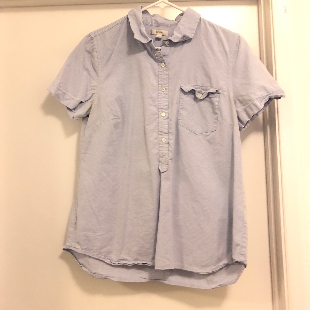 Light blue j crew half button down top